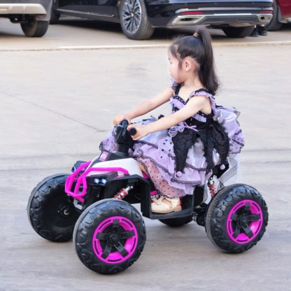 US Local Ride On Toy Car,12V  Electric ATV Car For Kids, 4 Wheeler Electric Toy Car With Bluetooth,light,Leather Seaters,,for Boys,Girls,indoor And Out Door