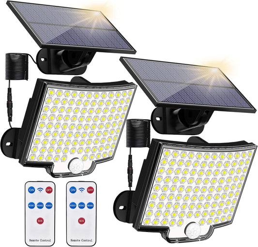 US Local 2PCS Solar Lights Outdooor  4 Modes 106LED Solar Security Lights  Waterproof Solar Motion Light