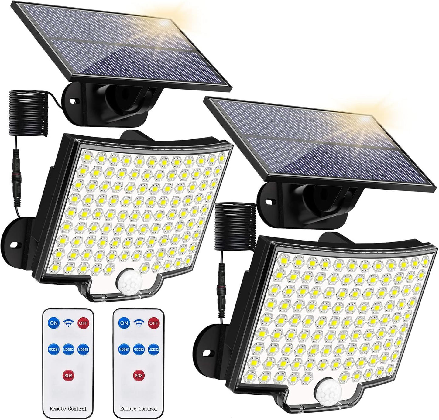 US Local 2PCS Solar Lights Outdooor  4 Modes 106LED Solar Security Lights  Waterproof Solar Motion Light