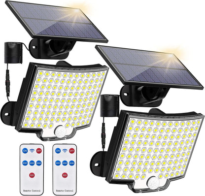 US Local 2PCS Solar Lights Outdooor  4 Modes 106LED Solar Security Lights  Waterproof Solar Motion Light