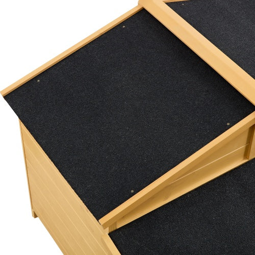 Dog House, Waterproof Dog Cage Kennel, Wooden Outdoor And Indoor Dog House, Raised Pet Kennel For Medium Dogs, Log Cabin Style With Porch,Elevated Floor,Asphalt Roof, 2 Doors, Pine Wood Natural