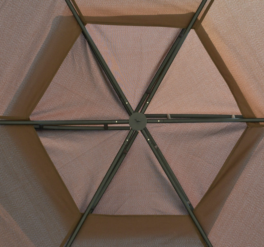 US Local Brown Steel Gazebo Paradise 12x12 Party Tent With Double Roof, Curtains & Netting