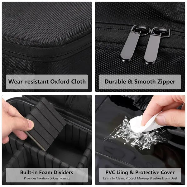 US Local Travel Cosmetic Bag, Women's Portable Cosmetic Case, Professional Cosmetic Storage Box With Adjustable Dividers, Can Store Makeup Brushes, Toiletries, Jewelry, Digital Accessories, Etc