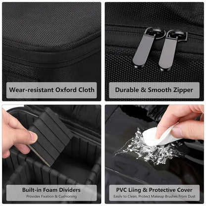 US Local Travel Cosmetic Bag, Women's Portable Cosmetic Case, Professional Cosmetic Storage Box With Adjustable Dividers, Can Store Makeup Brushes, Toiletries, Jewelry, Digital Accessories, Etc