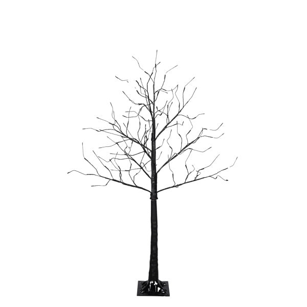 Set Of 3 Halloween Ghost Trees With Purple Lights, 4 Feet, 5 Feet, And 6 Feet, Black Glowing Trees For Halloween Decoration