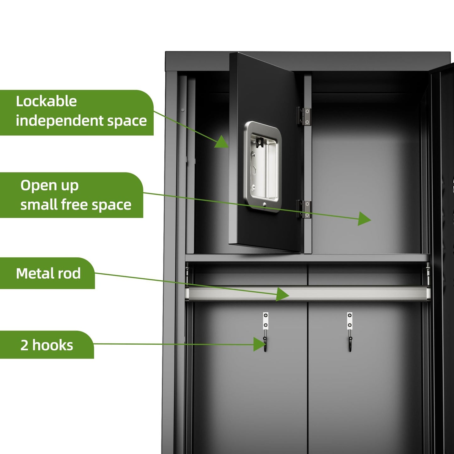US Local 1 Door Metal Locker With Hanging Rod,Metal Storage Locker With Mesh,Suitable For Gym,Basketball Gym,Gymnasiums,Utility Room,Assembly Required,Black