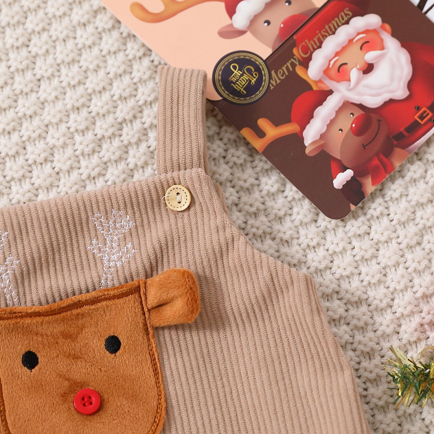 Santa Claus Christmas Tree Girls' Christmas Triangle Rompers