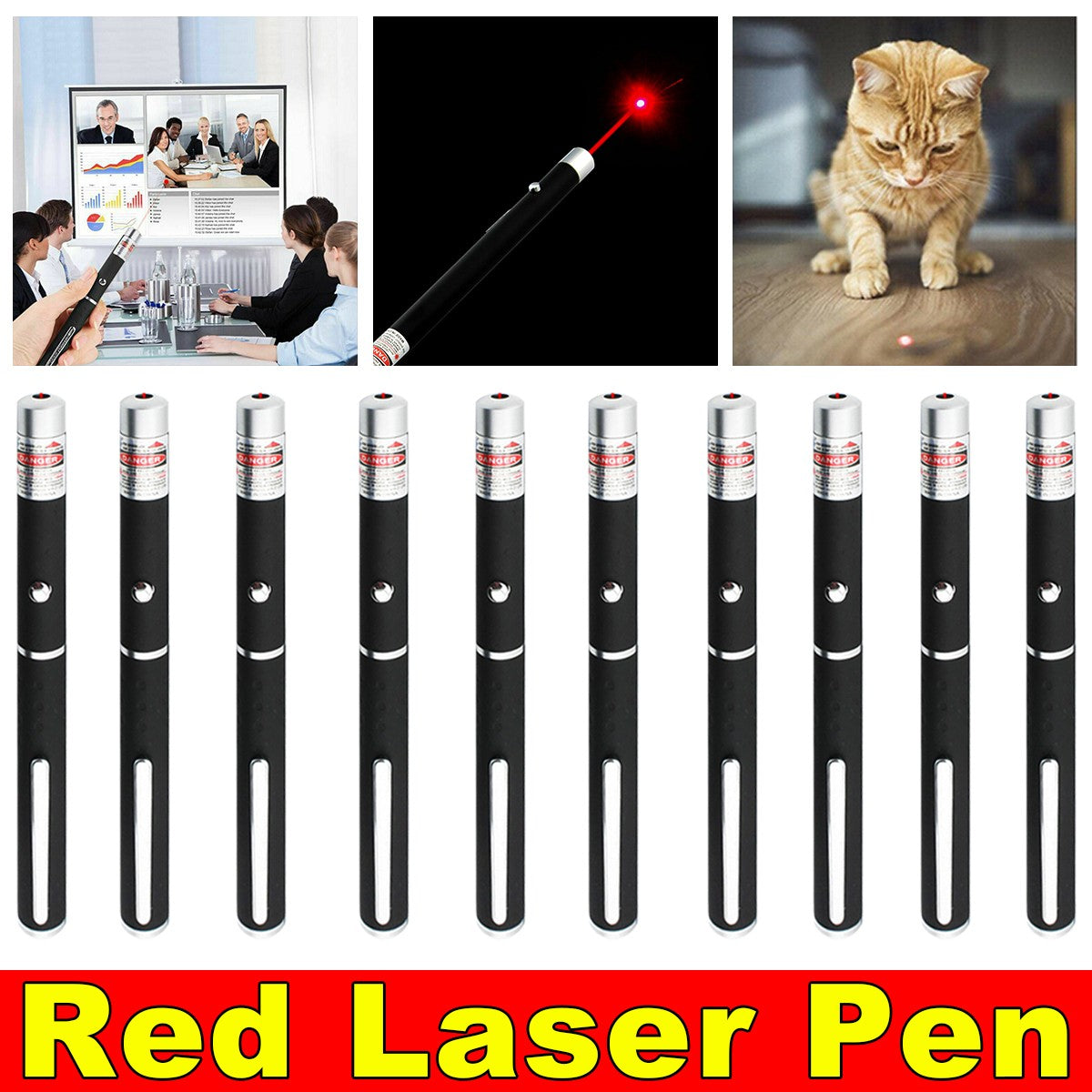 US Local 650nm Red Laser Pointer Pen Light Visible Single Beam AAA Lazer Torch 10PCS 9900 Miles Mini Small Teaching Pen Light Pet Toys