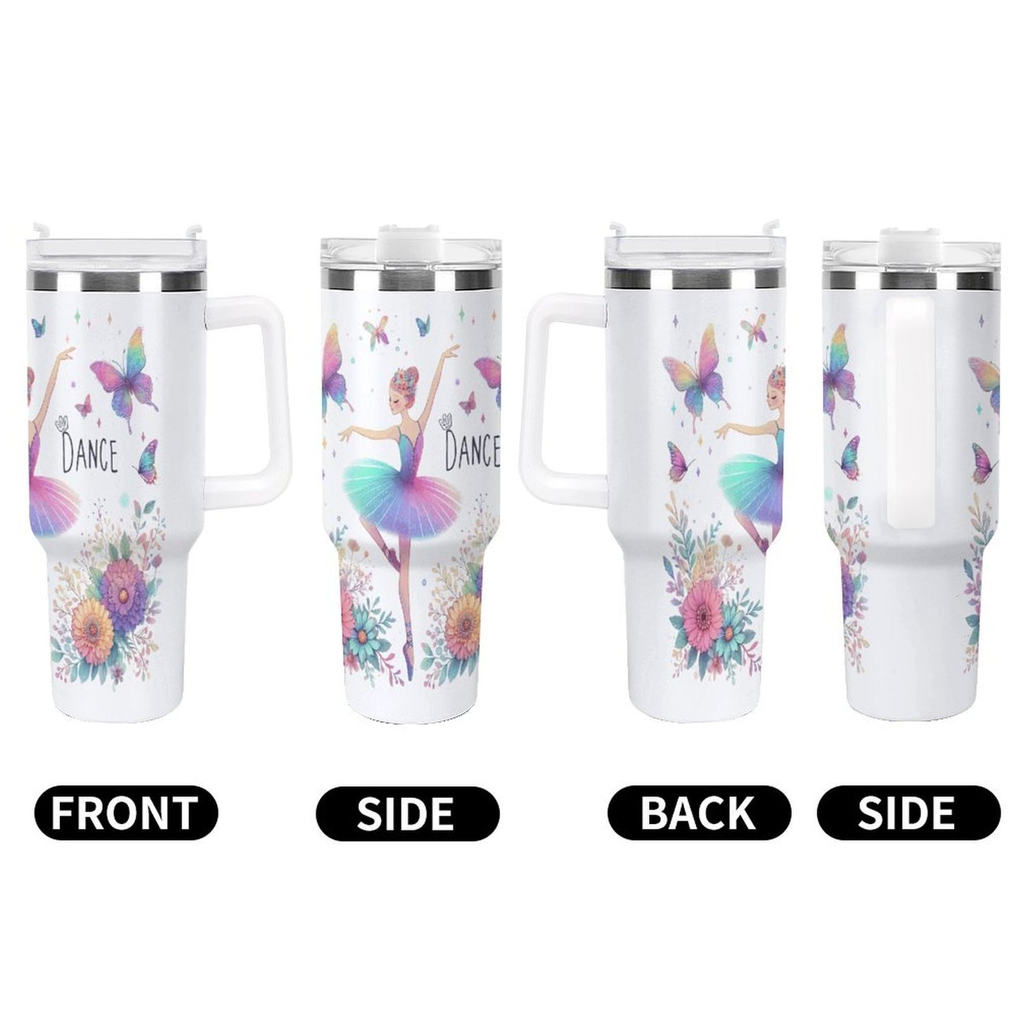 PHDT00518 POD US Local Tumbler 40oz Large Capacity Car Cup Ballet, Butterfly, Dance