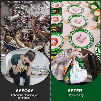 US Local 171 Pcs Baseball Party Supplies Kit Baseball Birthday Party Disposable Dinnerware Set Baseball Themed Party Tableware Decorations Cups Plates Napkins Spoons Knives Forks Tableclothes