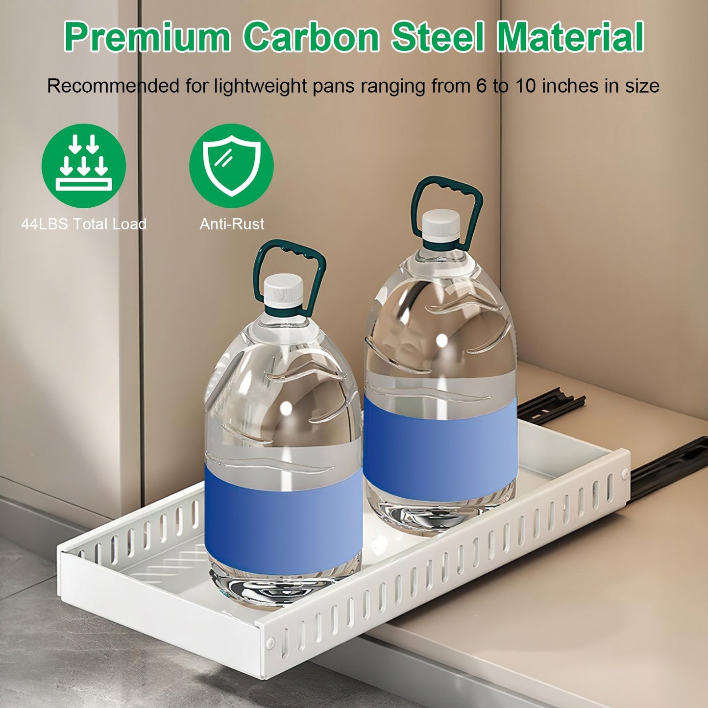 US Local 1Pc Pull Out Pots And Pans Organizer Under Cabinet With 8 Adjustable Dividers Rustproof Carbon Steel Sliding Pots Holder For Kitchen Cookware Bakeware Pots Lids Storage