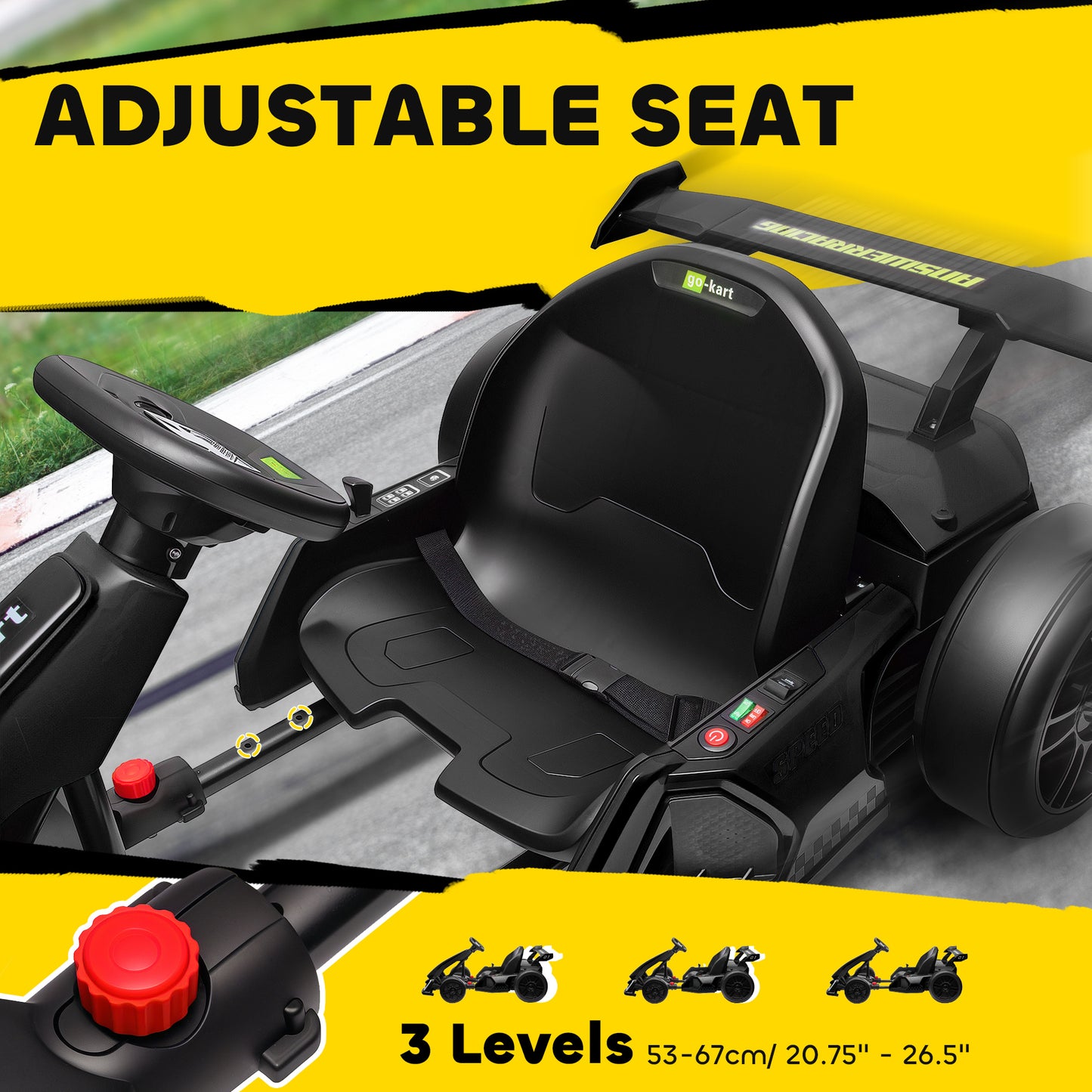 US Local 24V 7.5 MPH Electric Go Kart with Adjustable Seat