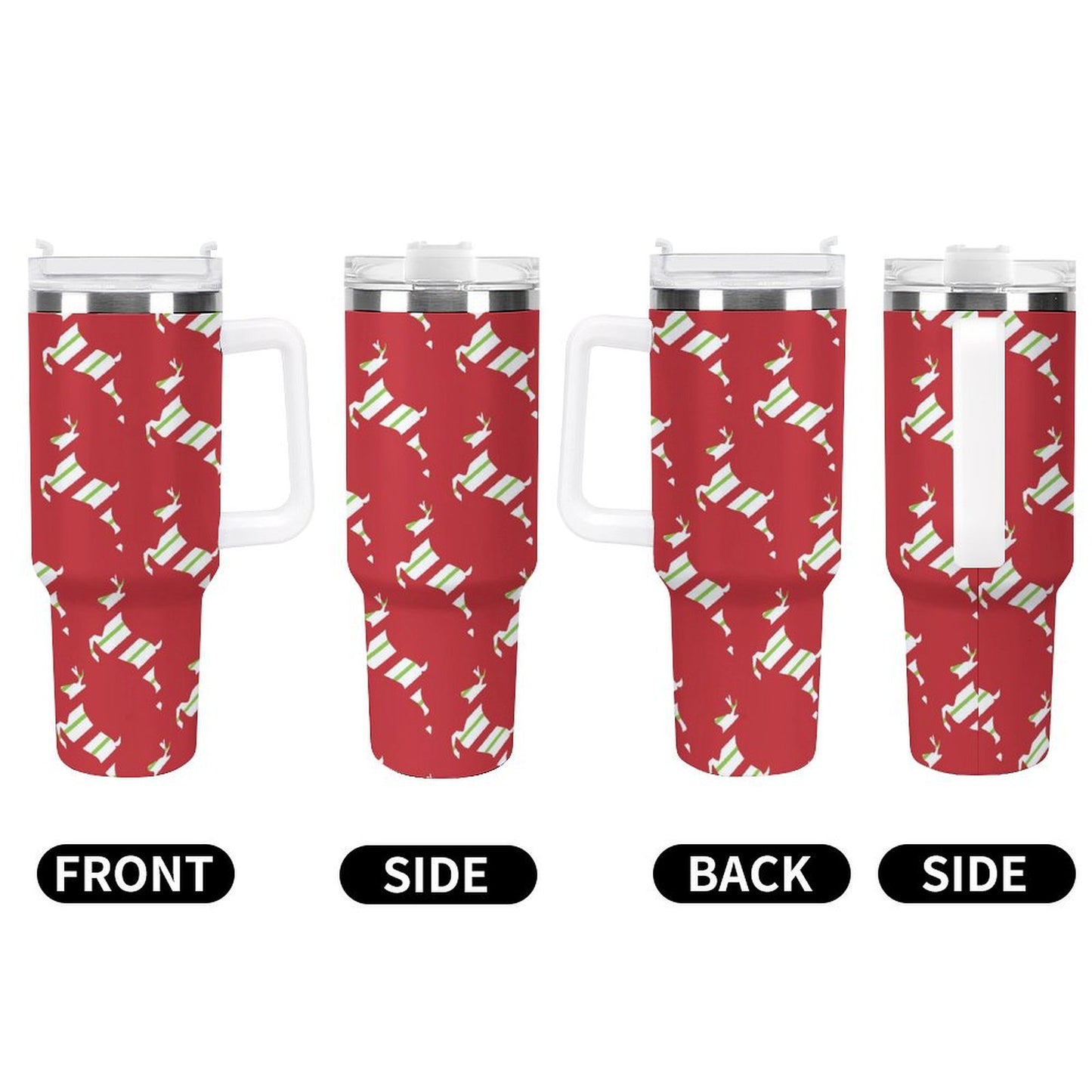 PHDT00074 POD US Local Tumbler 40 oz Large Capacity Car Cup Christmas, Elk, Streamers, Red
