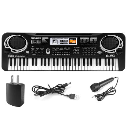 US Local 61 Keys Digital Music Electronic Keyboard Electric Piano Musical Instrument Kids Learning Keyboard With Microphone For Beginners Kids Girls Boys Adults