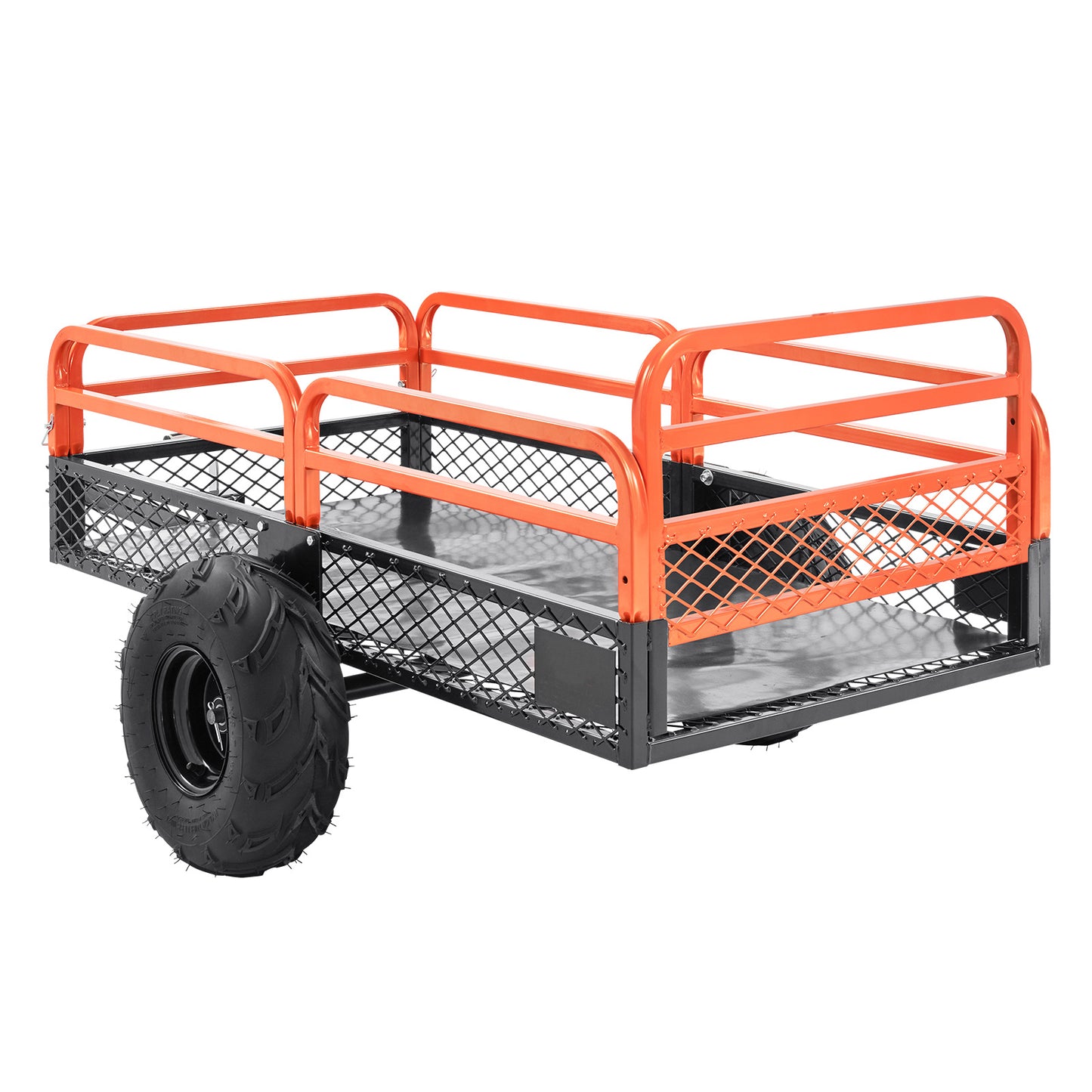US Local VEVOR Heavy Duty Steel ATV Dump Trailer, 1500-Pound Load Capacity 15 Cubic Feet, Tow Behind Dump Cart Garden Trailer, With Removable Sides And 2 Tires, For Mowers, Tractors, ATV, UTV