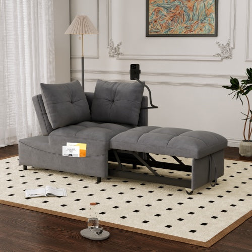 US Local 1 Versatile Foldable Sofa Bed In 3 Lengths, Modern Sofa Sofa Sofa Velvet Pull-out Bed, Loveseat Sofa Adjustable Back And With USB Port And Swivel Phone Stand