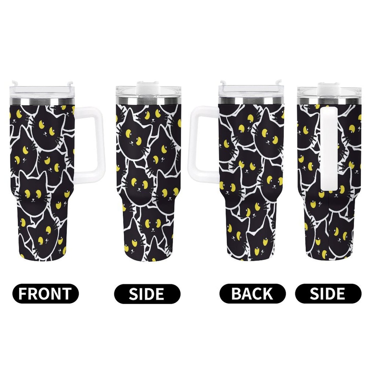PHDT00270 POD US Local Tumbler 40 oz Large Capacity Car Cup Cat, Yellow Eyes