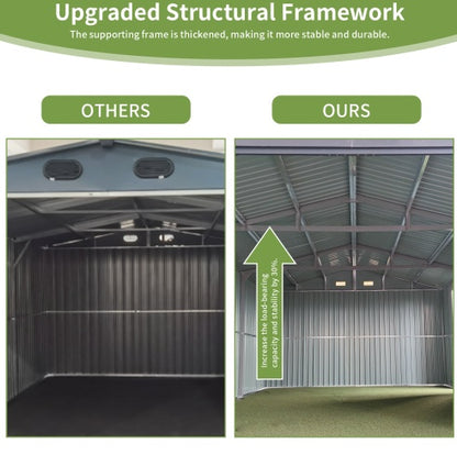 US Local Spacious Outdoor Storage Shed This 13  20FT Outdoor Storage Shed Offers A Generous 250 Square Feet Of Floor Space, Perfect For Storing Trucks, Cars, Large Tools, And Lawn Equipment. With Double Front