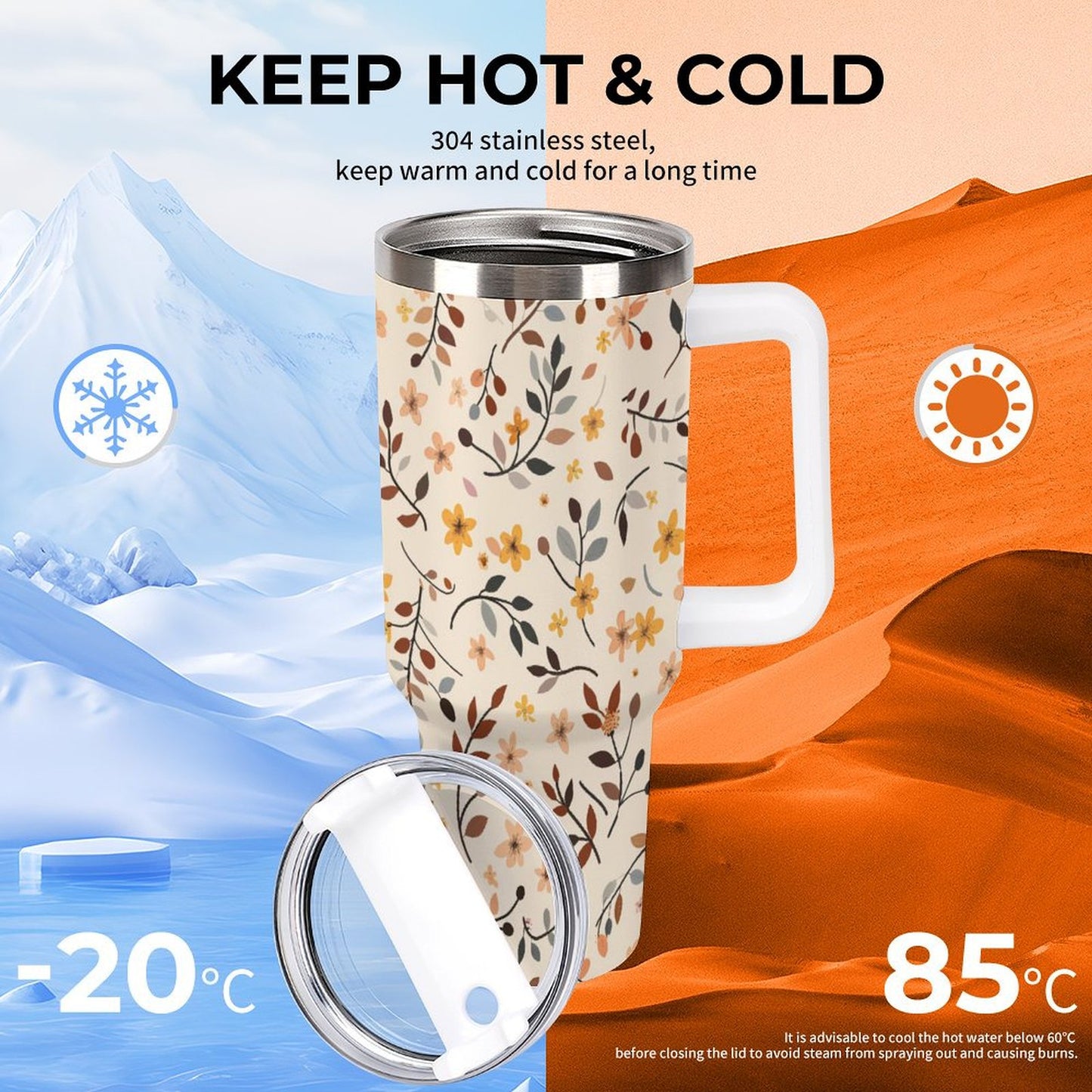 PHDT00094 POD US Local Tumbler 40 oz Large Capacity Car Cup Leaves, Autumn