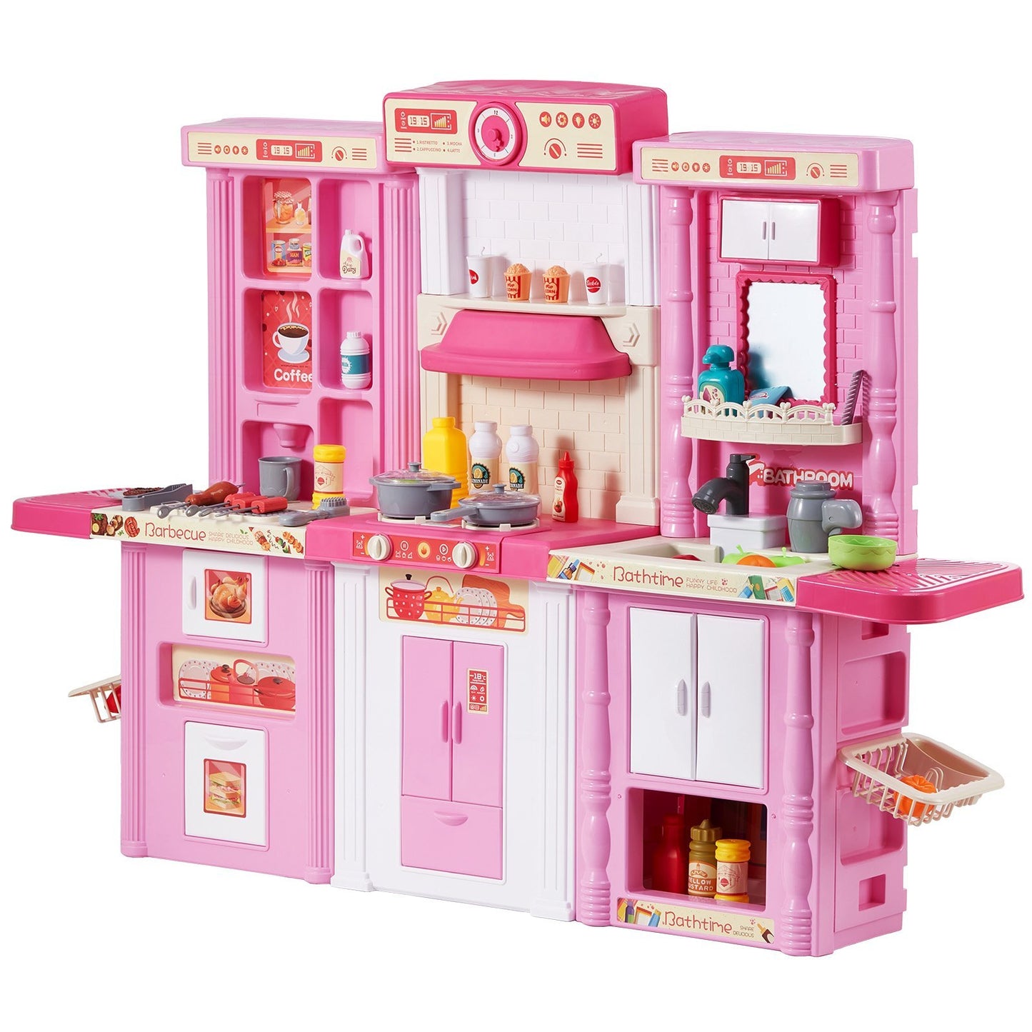 US Local Christmas Gift  VEVOR Kitchen Playset Kids Pretend Cooking Play Toy 74 Piece Accessories