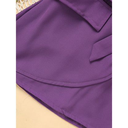 US Local Toddler Girl Purple Rose Print Girls Outfit, Spring Fall Stripe Top With Belt Skirts Set Holiday Going Out Clothes