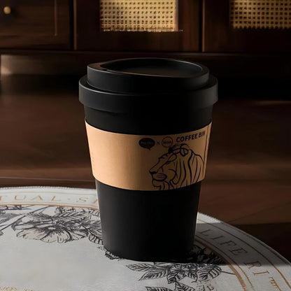 US Local 2025 New Elegant Lion Theme Coffee Cup Trash Can Deodorizing Push-On Lid Black And White Odor Resistance High Aesthetic Large Capacity