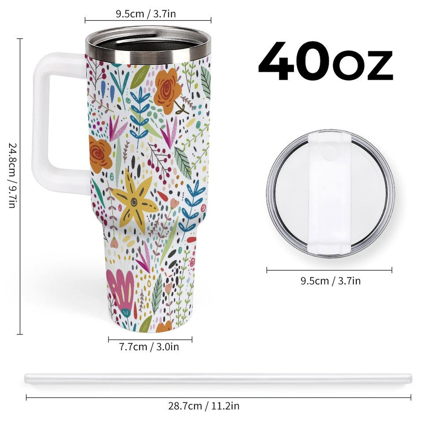 POD US Local Tumbler 40 oz Large Capacity Car Cup Flower