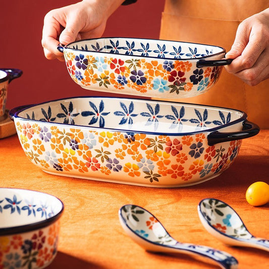 Ceramic Bowl With Special Handle For Oven And Microwave Oven