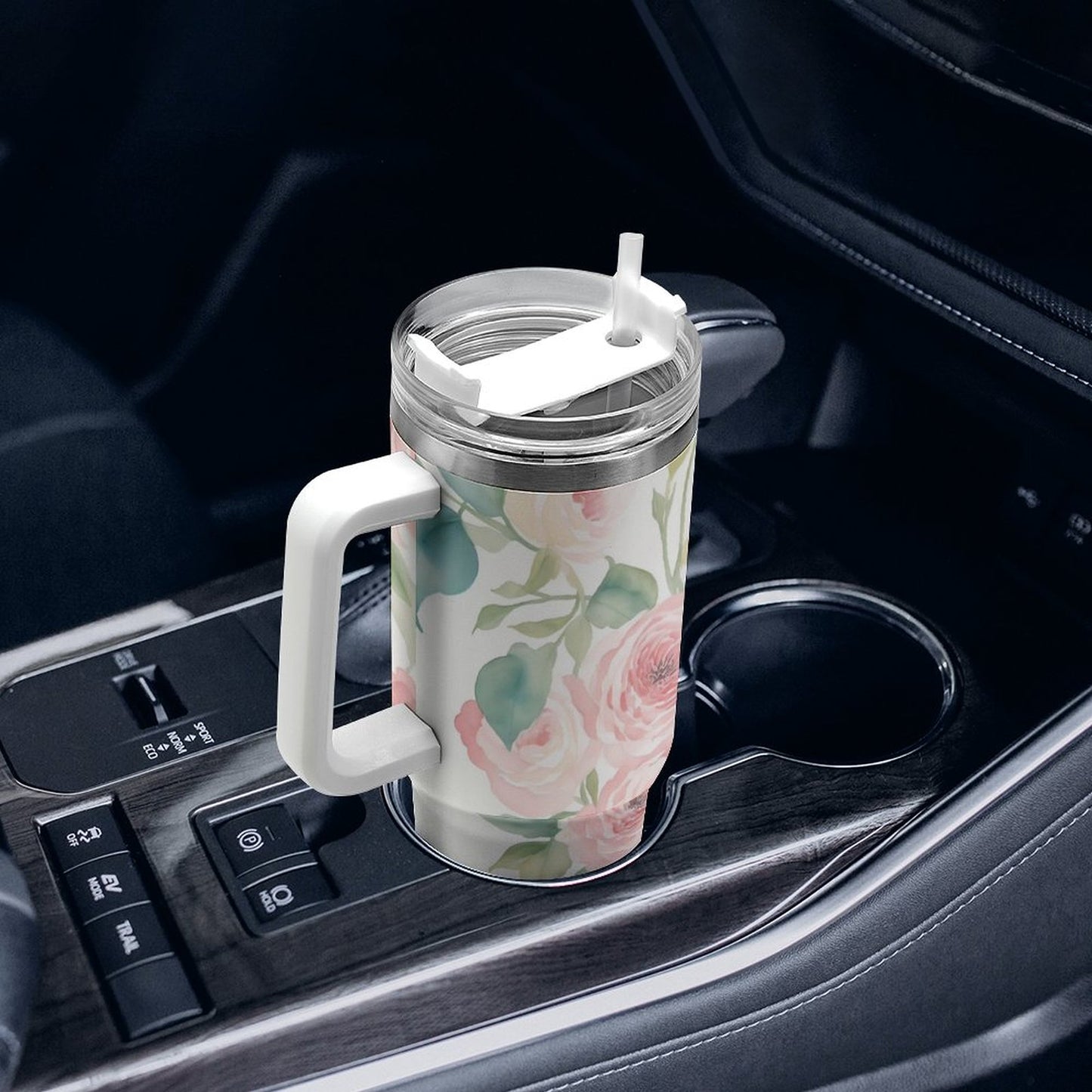 PHDT00428 POD US Local Tumbler 40 oz Large Capacity Car Cup Pink, Flowers