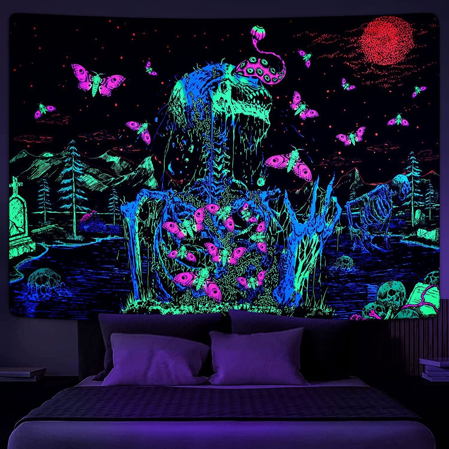 Purple Light Decoration Of Dormitory Wall