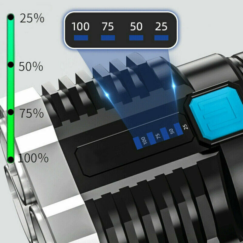 US Local 2024 POWERFUL Tactical Quad-Core Super Bright Torch LED Flashlight USB Rechargeable Camping