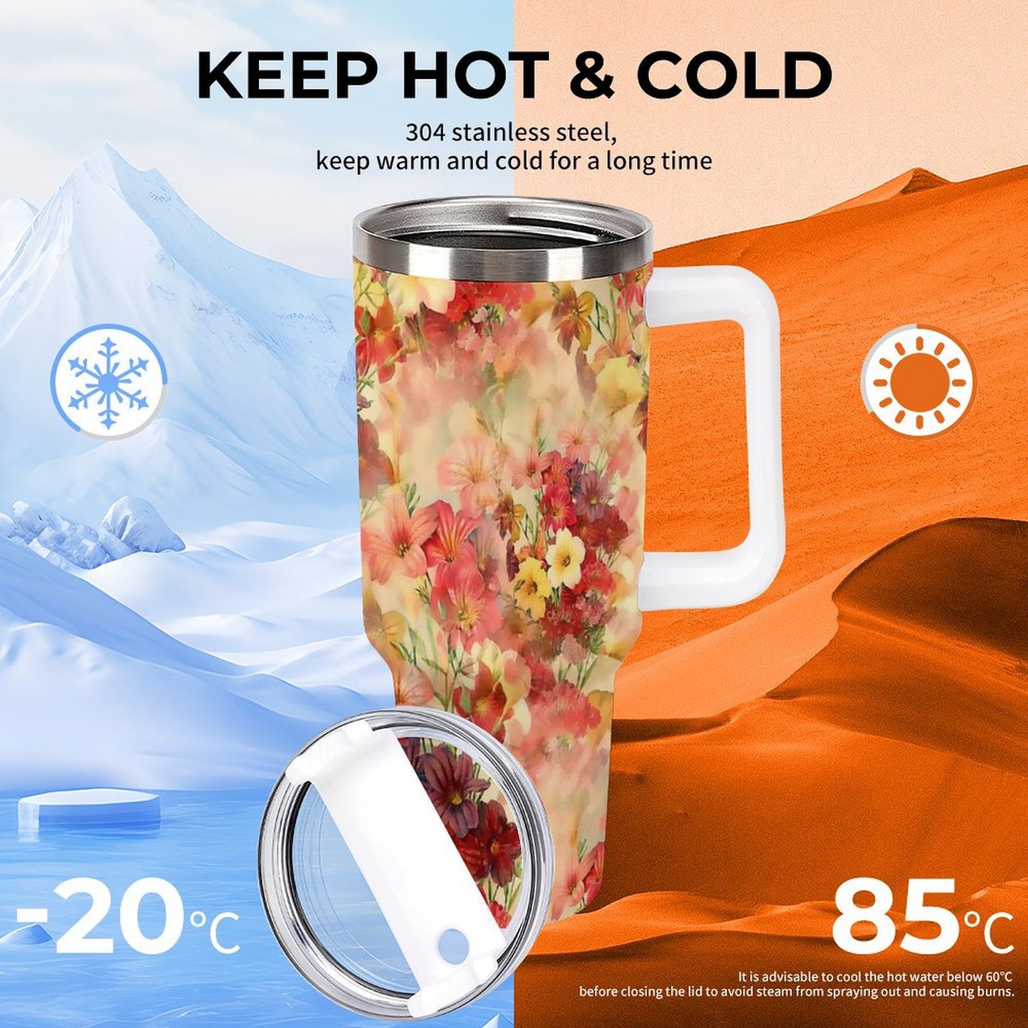 PHDT00221 POD US Local Tumbler 40 oz Large Capacity Car Cup  Floral