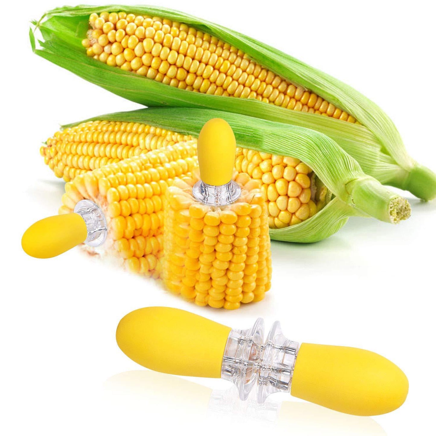 Yellow Corn Cob Holder Stainless Steel Fork Skewer Is Suitable For Corn On The Cob Grilling Tools
