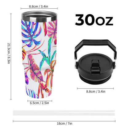 POD US Local Tumbler 30oz Large Capacity Car Cup Monstera, Summer, Dazzling, Tropical Style