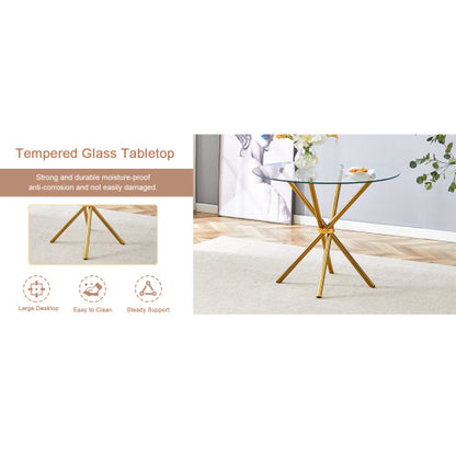 US Local Circular Transparent Glass Dining Table
