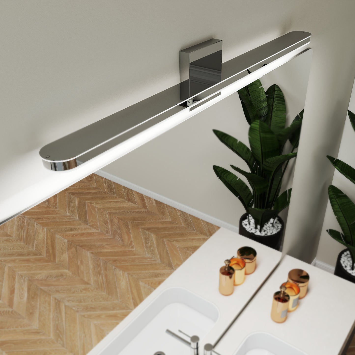 US Local Modern LED Vanity Lights For Bathroom 32IN 16W Daylight White Chrome Light Fixtures Bathroom Lights Over Mirror Vanity Lighting Fixtures Vanity Light