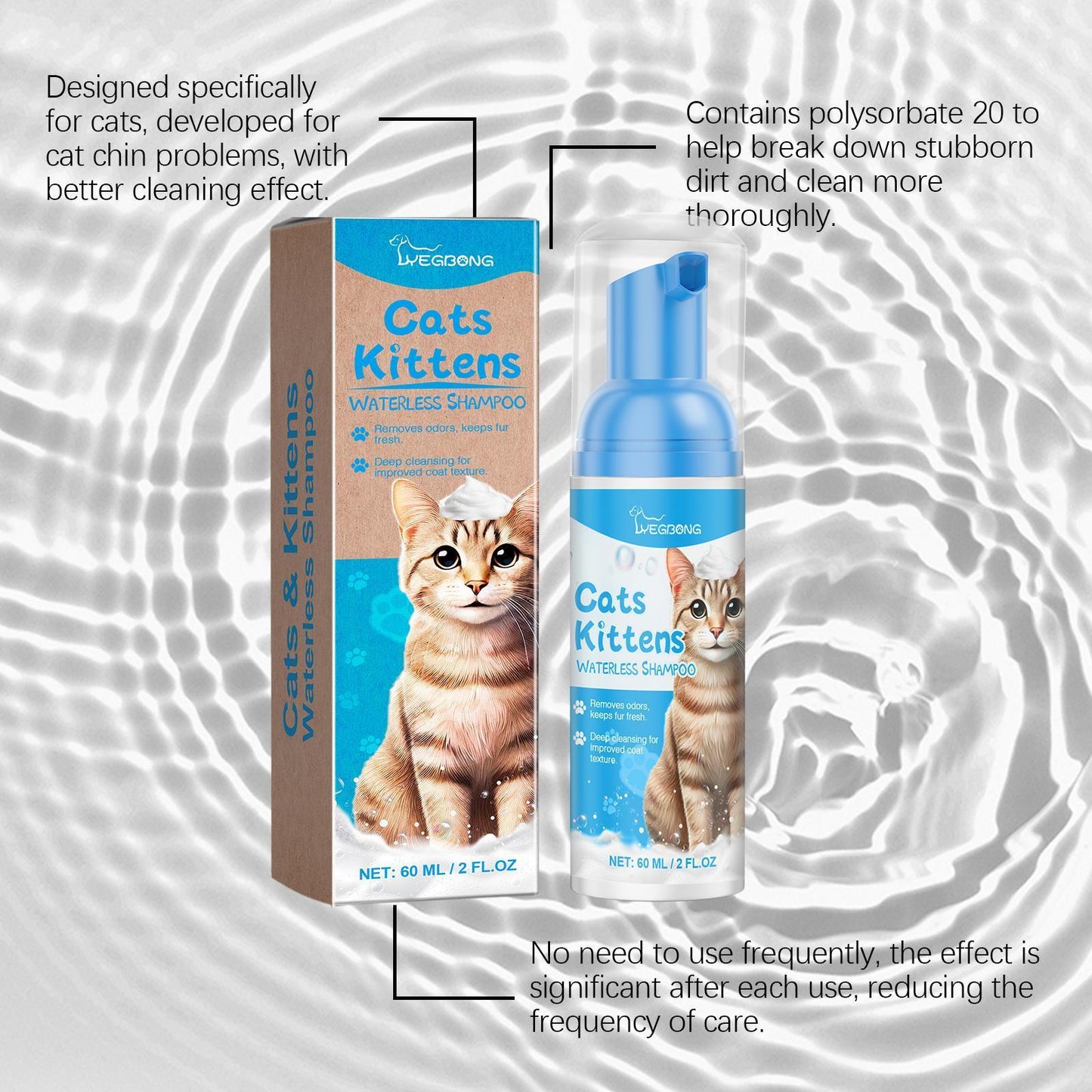 US Local Yegebang Cat Cleaning Mousse Mild Non-irritating Pet Cleaning Foam