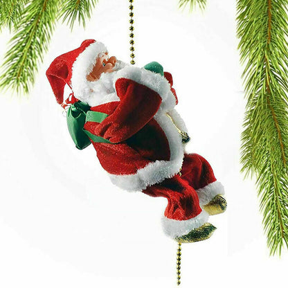US Local Electric Christmas Santa Claus Climbing Rope Ladder Musical Toy Xmas Gift Decor