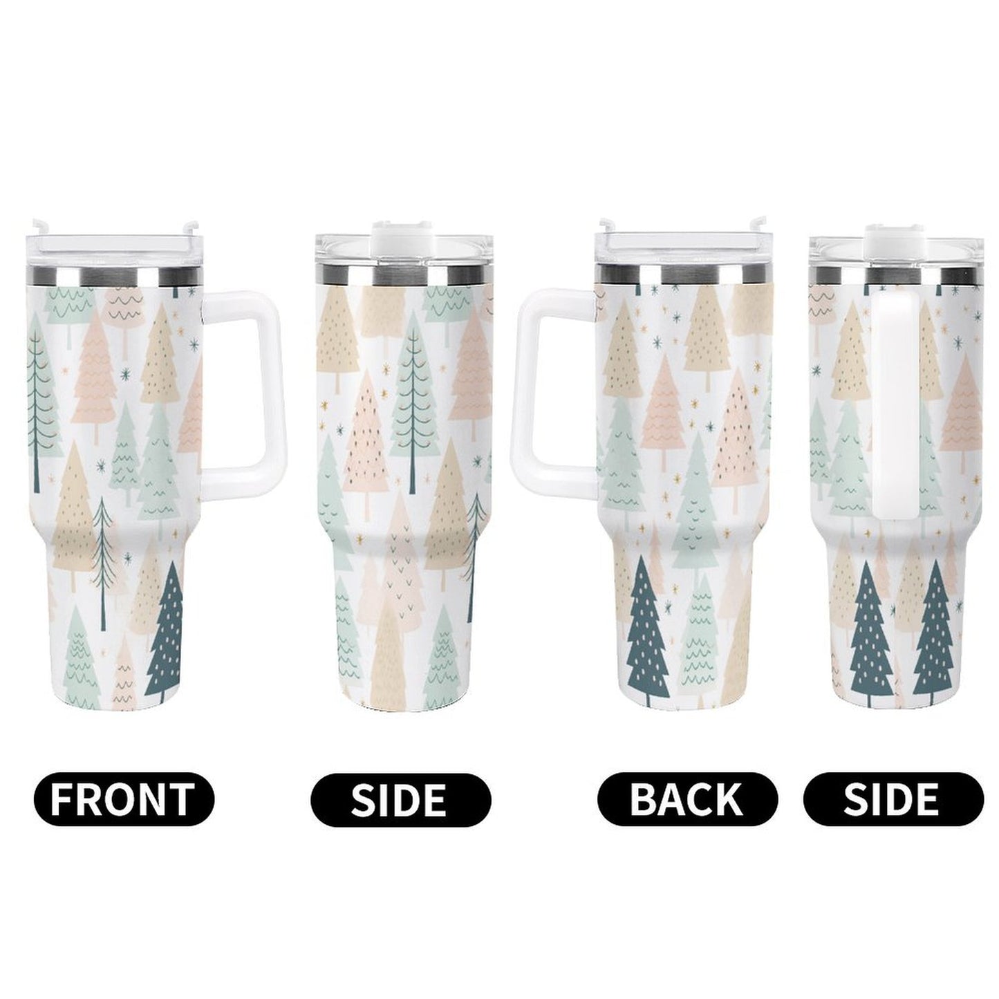 PHDT00090 POD US Local Tumbler 40 oz Large Capacity Car Cup Pink, Christmas Trees, Woods