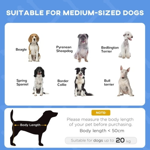 UK Local PawHut Raised Dog Bed Waterproof Elevated Pet Cot With Breathable Mesh UV Protection Canopy Blue, For Medium Dogs, 76 X 61 X 73cm