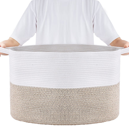 US Local VEVOR Cotton Rope Storage Basket 87L Woven Blanket Basket 22 X 22 X 14 In