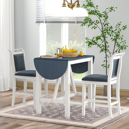 US Local TOPMAX 3-Piece Wood Counter Height Dining Set With 2 Upholstered Chairs