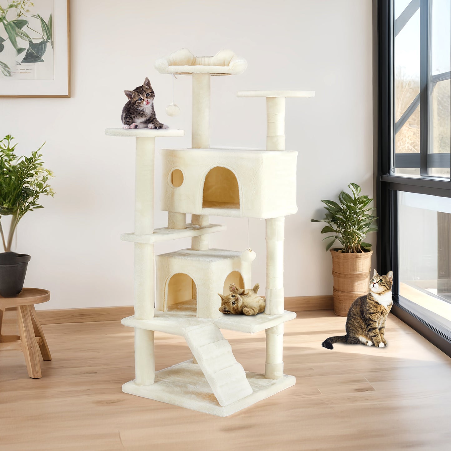 US Local Multi Functional Cat Treehouse Cat Climbing Frame