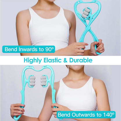 US Local 1 Pc Neck Roller Massager 360 Rotatable Trigger Point Roller Portable Massager With 6 Balls For Neck Leg Thigh Foot Pain Relief