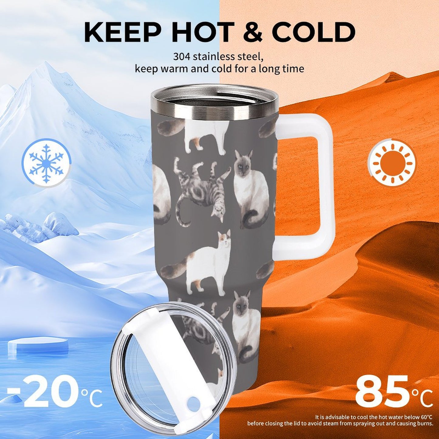 PHDT00252 POD US Local Tumbler 40 oz Large Capacity Car Cup Cat