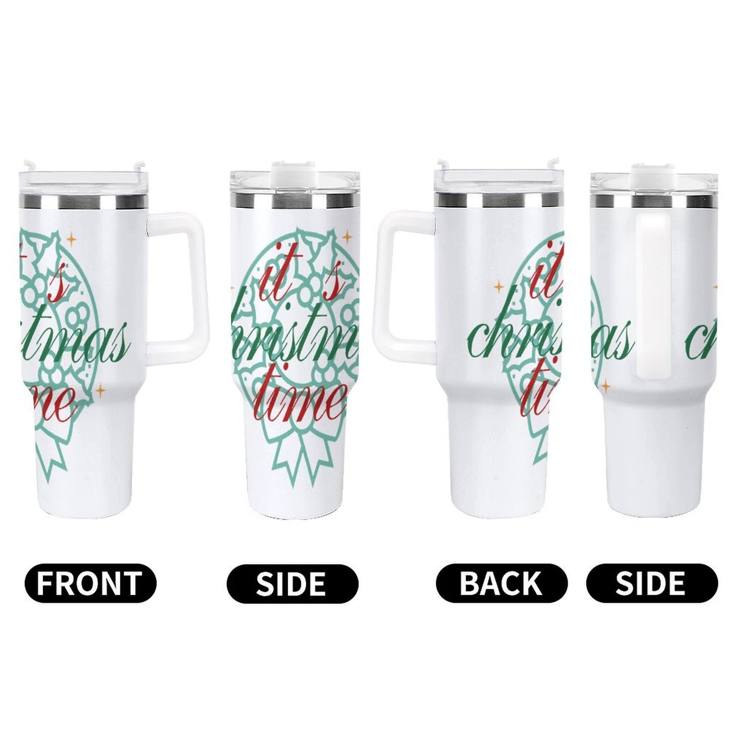 PHDT00330 POD US Local Tumbler 40 oz Large Capacity Car Cup Christmas Wreath, Green