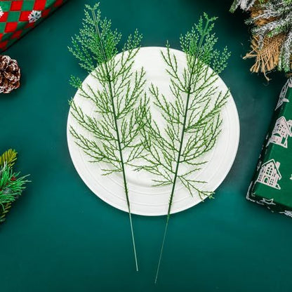US Local NOVWANG 60 Pcs Artificial Pine Branches, Artificial Cedar Stems And Artificial Snow Pine Branches For Christmas Decoration Christmas Picks For DIY Garland Craft Family Kitchen Holiday Decoration