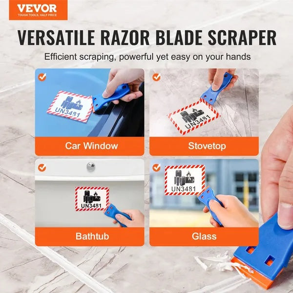 US Local VEVOR Plastic Razor Blade Scraper 2PCS Scraper Tool 120PCS POM Plastic Blades