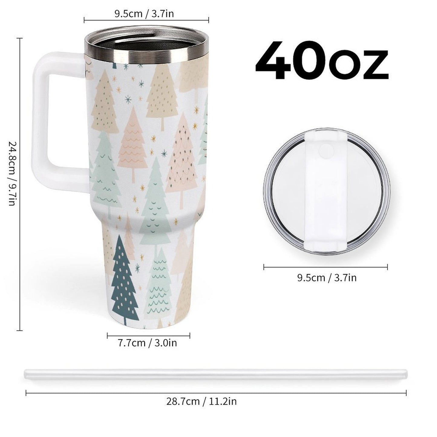 PHDT00090 POD US Local Tumbler 40 oz Large Capacity Car Cup Pink, Christmas Trees, Woods