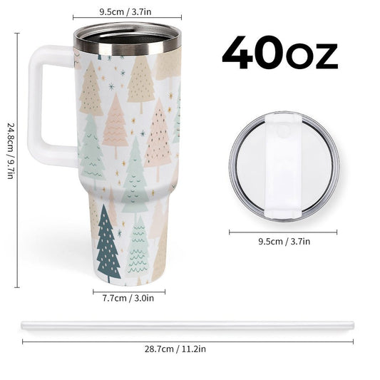 POD US Local Tumbler 40 oz Large Capacity Car Cup Pink, Christmas Trees, Woods